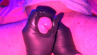 Full Cock Jerk off with Latex Gloves