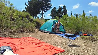 Public Beach Gangbang: Two Guys Fuck Katty West While Boyfriend Watches