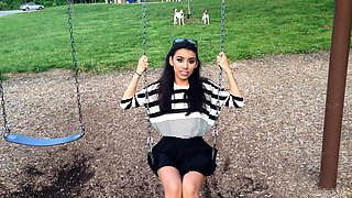 Amateur skater girl outdoor in public fucking for money