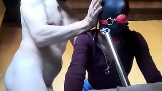 Blindfolded MILF Deepthroats a Big Cock While Bound