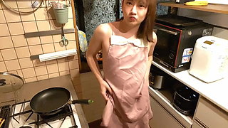 Masturbation with a naked apron