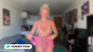 HUGE TITS public changing room see through bikini