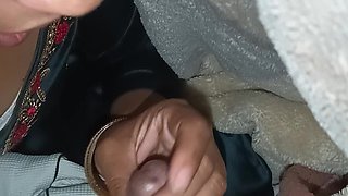 Indian Desi Cheating Housewife Giving Sloppy Job to Her Lover in Night