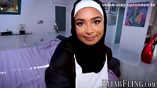 My Hijab Wearing Coworker Is Getting Used To Sucking My Cock And Fucking Hard - Babi Star