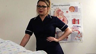 Busty british nurse encouraging patient