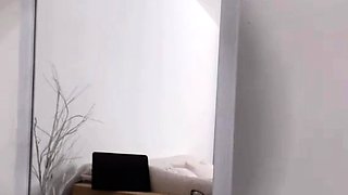 Busty curly brunette with big boobs fucks on couch