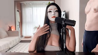 ASMR session with beautiful Asian girl Sad Miss showcasing her long legs and big booty