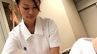 Asian Gives Handjob By The Pool