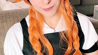 Petite amateur redheaded teen pisses and sucks cock