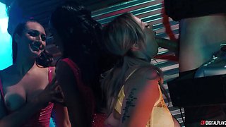 Lacey London's Fierce Battle in a Wasteland Scene