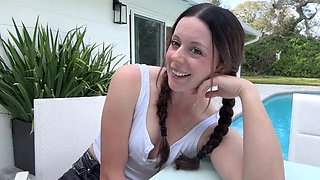 Step Sis Brings Her Vibrator Out to the Pool and Convinces You to Cum Togethe...