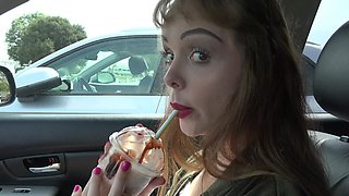 Hot redhead fucks in outdoor scenes and shares immaculate closeups