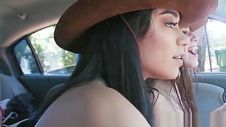 Hot Cowgirl Step sisters Car Breaks Down and Lucky Guy Picks them Up for a Fuck