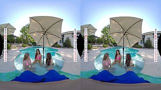 Naughty America - Coed babes, Alexia Anders, Harlow West, & Jackie Hoff, share the only cock available at the pool