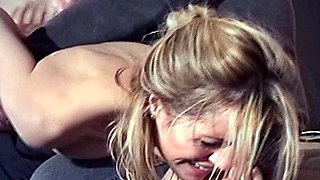 Amateur blonde girl deepthroat cumshot swallow