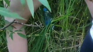 Fucking My Husband with a Huge Dildo in the Woods