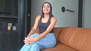 Inked Latina Stunner Deep Mouths Good-sized Fuckpole Producer POINT OF VIEW To Get Booked