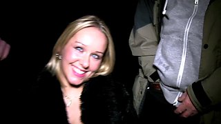 Big tit blonde gives blowjob to big cock