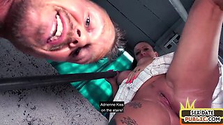 Watch this amateur mature slut get fucked hard in public by a sex date in an abandoned place