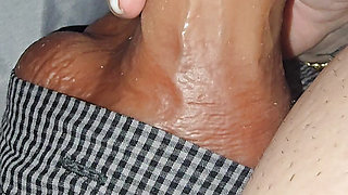 Step mom take the problem in her hand and handjob step son dick