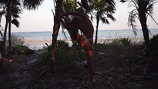 I meet hot girl on the beach and fuck her. She loves it so much and begs me to creampie her