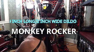 Riding a Dildo in the Leather Arm Binder with Electro CBT Spikes and Piss Funnel Gag