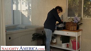 Naughty America - Big tit blonde Rachael Cavalli fucks cock