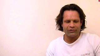 Sex casting with a slim busty woman