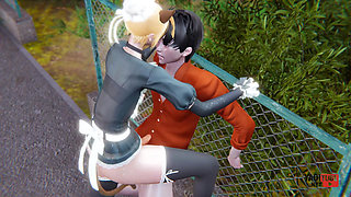 Yaoi - Sexy Cat Maid Femboy Is Fucked in Public