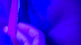 Ebony Goddess Leaking: Neon Thong & Dildo Squirt