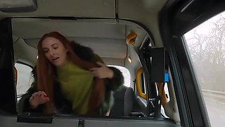 Thick redhead Eva Berger stuffed in the fake taxi