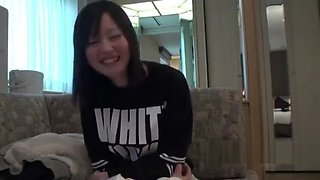 Awesome shaved oriental gal on real homemade porn video