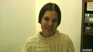 Blonde cashier's daring passion unfolds in a vintage intimate encounter