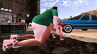 Redhead MILF gets fucked and cum sprayed in the desert