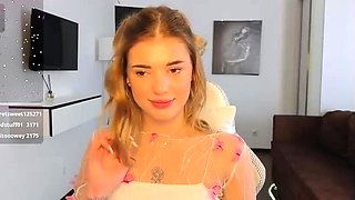 Tiny blonde teen porks her pussy with toys