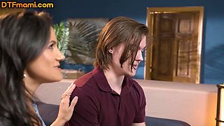 Stunning MILFs sharing cock in 3some