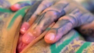 Tattoo Girl Masturbating, Fingering Her Pussy and Ass