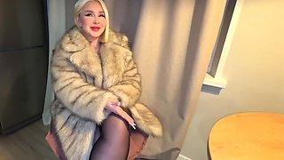 Juicy mommy in a fur coat is going to seduce younger dick in POV