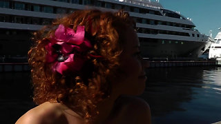 Asian Maid Costume Wild Hard Fuck and Busty Redhead Sucking