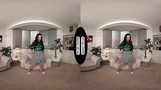 Antonia Jay Secretary With Dogtooth Skirt; Stockings Self-Pleasure Treat - 8k Vr