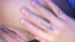 Tattooed big ass slut filmed herself moaning fingers not enough so she grabbed her toy