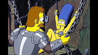 Slut in Chains Takes His Cum. Erotic Fantasy. Cartoon Parody of the Simpsons