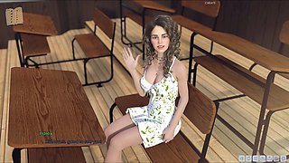 Interactive game featuring a hot brunette teacher with big tits and a nice ass