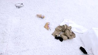 Chubby babe with big boobs toying her pussy