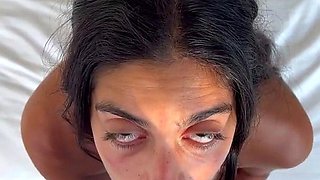 Cum thirsty Latina MILF gives taboo blowjob to stepson