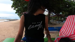 Thai GF getaway in Pattaya beach visit and sex at home