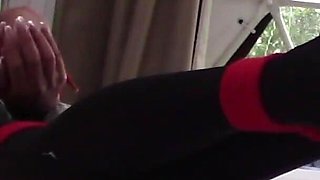 MILF in Pantyhose and High Heels Tied and Gagged Gets Fucked in All Holes with Many Orgasms