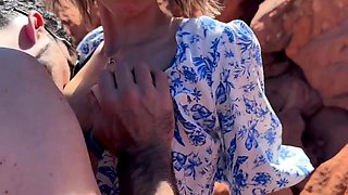 Hiking Threesome Creampie in the Desert with Blonde Amateur