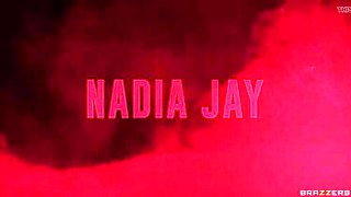 Nadia Jay Takes on a Wall of Big Cocks at Night - Brazzers