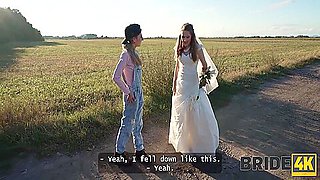 Horny Bride Ran Away From The Wedding And Showed Her Natural Tits To Strangers In The Field 18 Min